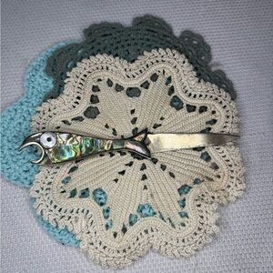 Vintage Mexican Alpaca Silver Abalone Fish Bottle Opener Letter Opener 1960s 70s